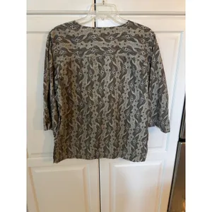 Columbia‎ Womens XL Paisley Tunic Top Olive Brown 3/4 Sleeve Button Neck AL7308 thumbnail 6