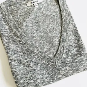 Madewell Gray Heather V-Neck Short Sleeve Sweater Medium thumbnail 2