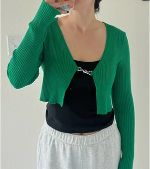 H&M Green Cardigan Cropped thumbnail 1