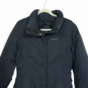 Marmot Womens Sz M Black 650 Fill Long Length Jacket Goose Down Full Zip Warm thumbnail 2