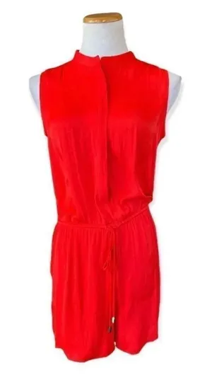 NWT Womens A.n.A. ANA Red Sleeveless Summer Romper Jumper - Sz S thumbnail 1