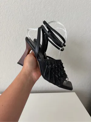 Sam Edelman Black CANDICE Woven Ankle-Tie Heel Sandals size 8 thumbnail 3