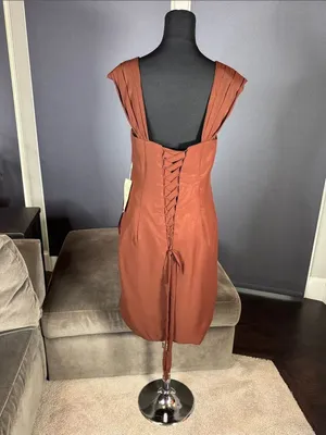 Women’s Brown Chiffon Formal Mother of the Bride Dress Draped Jacket Size 14 NWT thumbnail 9