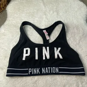 VS Victoria’s Secret Pink Nation Black Logo Sports Bra thumbnail 1