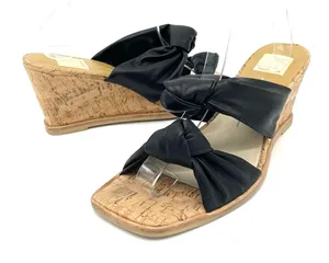 Dolce Vita‎ Womens 9.5 Naji Knotted Cork Wedge Sandal Black Summer Beachy Boho thumbnail 1