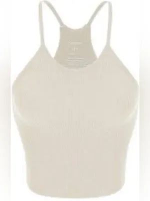 Ribbed Crop Bandeau Tank - Beige says it’s 2XL but I daily that an L thumbnail 3