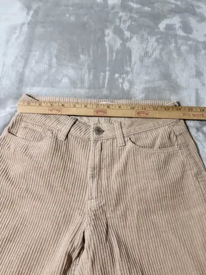 SO High Rise Straight Leg Corduroy Pants Beige Women Pockets Button Size 7 thumbnail 4