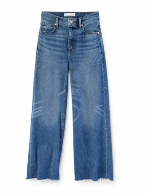 LOFT Women’s 00/24 Wide Leg Jeans High Rise Light Wash Raw Frayed Hem thumbnail 2
