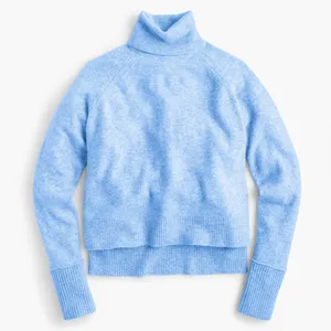J crew Turtleneck sweater with side slits in Supersoft yarn blue size medium thumbnail 10