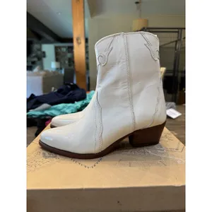 New Free People Frontier Western Boots Women's Size 36 White Patent Leather thumbnail 3