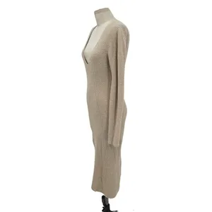 Aritzia‎ Wilfred Camel Tan V-Neck Long Sleeve Sweater Midi Dress Size Small thumbnail 4