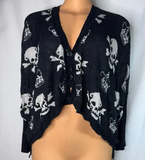 Skull print cardigan Black thumbnail 2