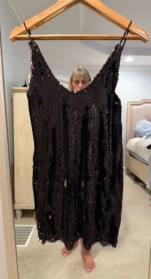 Intimately Free People Sequined Slip Mini Dress Black thumbnail 1