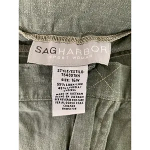 Sag Harbor Sport Capri Pants Woman Olive Green Womens 16W Linen‎ Zip Lagenlook thumbnail 2