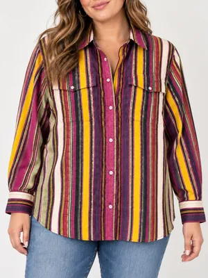 Lauren Ralph Lauren Multicolor Striped Roll Tab Button Down Shirt thumbnail 8