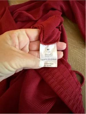 Women's Unbranded Red Ribbed Wide Leg Pants M thumbnail 6