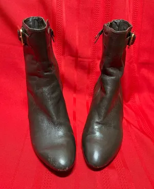 Cole Haan Nike Air Brown Leather Side Zip Buckle Ankle Boots Heels thumbnail 1
