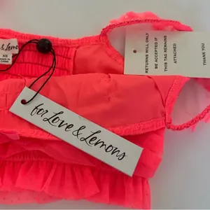 For Love & Lemons Women’s Ruffled Crop Top - Neon Coral thumbnail 5