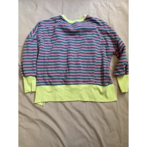 Trendy Queen Pink And Teal Striped Crew Neck Sweatshirt Women's Size S thumbnail 6