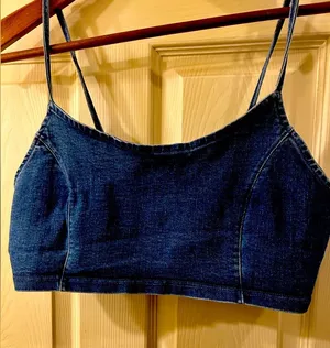 Vivid Denim Blue Women's Crop Top - size XL thumbnail 1