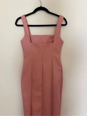 Hello Molly Chic Square Neck Midi Dress in Dusty Pink Musk Size Medium 6 NWT thumbnail 6