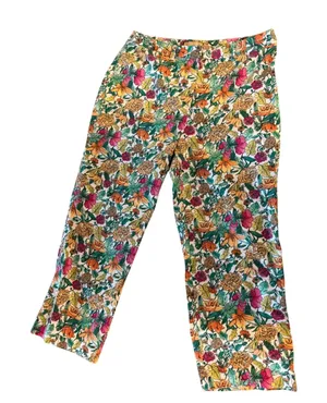 Kate Hill Casual Floral Corduroy Pants Womens Size 14 Straight Leg Multicolor thumbnail 1