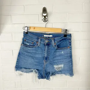 Levi’s Distressed High Rise Denim Shorts Size 28 thumbnail 2