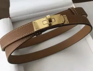 Nwot Thin Brown Gold Buckle Belt Pu Leather thumbnail 1