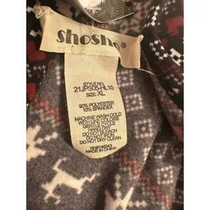 SHO SHO Stretchy OnePiece jumpsuit Pajamas Women’s XL Holiday Reindeer Snow NEW thumbnail 3