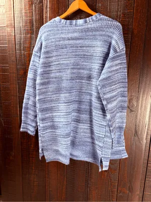 Time & Tru Cozy Blue Open-Front Knit Cardigan Sweater Medium thumbnail 4