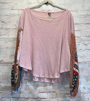 We The Free Free people blossom print Dolan balloon sleeve top mixed paisley thermal top thumbnail 1