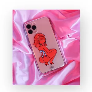 new Valfre ☻︎ Lucy Cherry Bottom ☻ iPhone 6+ 7+ 8+ Clear Case ☻ Artist Drawn thumbnail 14