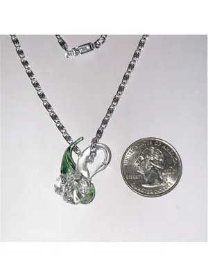 Vintage Silver Tone Lightweight Chain Glass Swan Boho Retro Necklace thumbnail 3