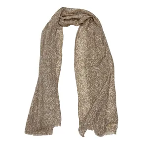 Michael Kors Scarf Womens One Size Tan Cream‎ Abstract Animal Print Fringe Wrap thumbnail 2