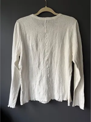 NIC+ZOE White Long Sleeve Textured Floral Top Large thumbnail 1