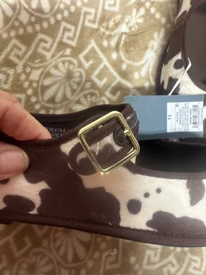 Universal Threads Brown and White Cowprint Mary Jane Flats thumbnail 7