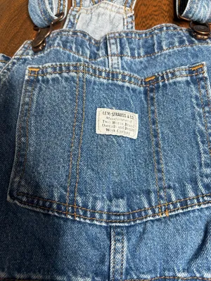 Levi’s Premium Denim Jean Dark Wash Straight Leg Overalls Womens Size XS thumbnail 2