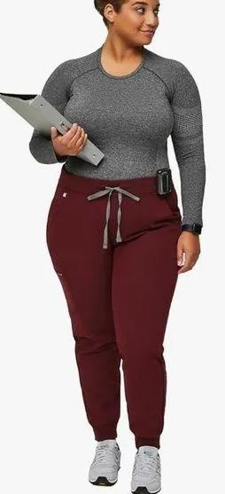 FIGS Set Stylish burgundy scrub with top and jogger pants nurse scrubs thumbnail 2
