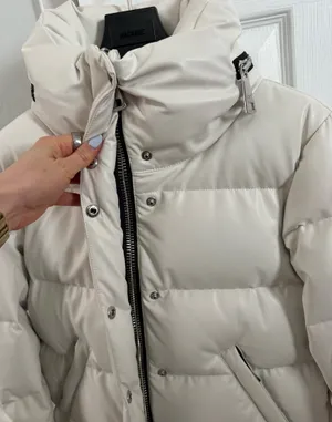 SAM. Vegan Leather White Quilted Puffer Jacket with High Collar thumbnail 8