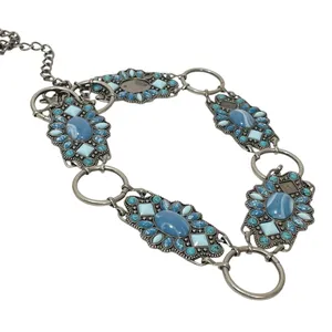 Turquoise‎ Stone Silver Chain Link Adjustable Belt Size XL thumbnail 1