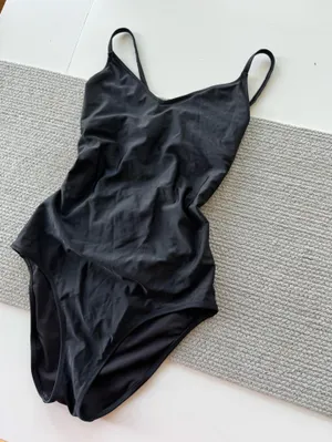 Aerie Viral Black Strappy One-Piece Swimsuit Size Medium Long thumbnail 3