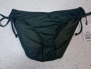 Shade & Shore Womens Low Rise Side‎ Tie Bikini Bottom Dark Green Small S 4-6 NWT thumbnail 1