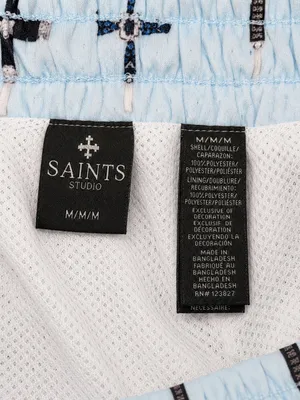 Saints Studio Mesh Shorts – Light Blue Cross Print thumbnail 7