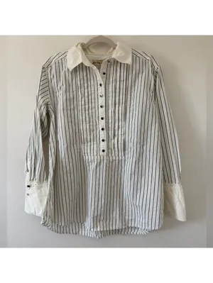 Free People We the Free After Hours Stripe Oversized 1/4 Button Down Top size xs thumbnail 10