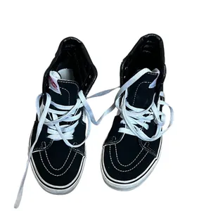 Vans Sk8-Hi High Top Skate Shoes Black White Lace Up Side Stripe Waffle thumbnail 2