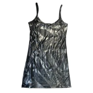 BKE Metallic Shimmer Cami Tank Top Silver Black V-Neck Spaghetti Strap Medium thumbnail 6