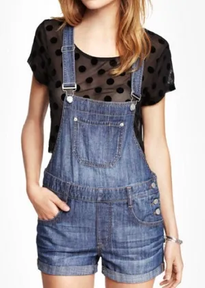 ✨ Express Blue Denim Overall Shorts✨ thumbnail 1