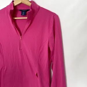 Tommy‎ Bahama Active deep pink quarter zip golf long sleeved top women's S nylon thumbnail 2