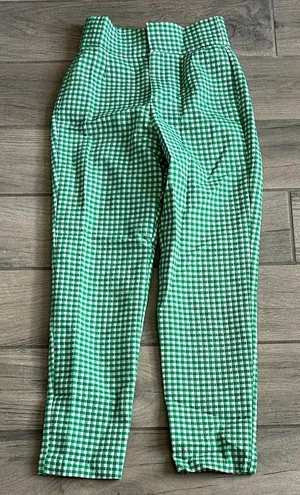 Zara Green and White Checkered Trousers thumbnail 1