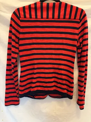 CAbi Red and Navy Striped Knit Blazer thumbnail 7